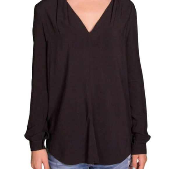 Velvet by Graham & Spencer Black Boho long sleeve peasant shirt - Picture 1 of 5